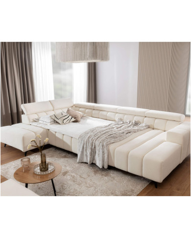 Narożnik Ragusso U, OS+R+3F+OSB, funkcja spania, pojemniki, regulowane zagłówki, Stagra