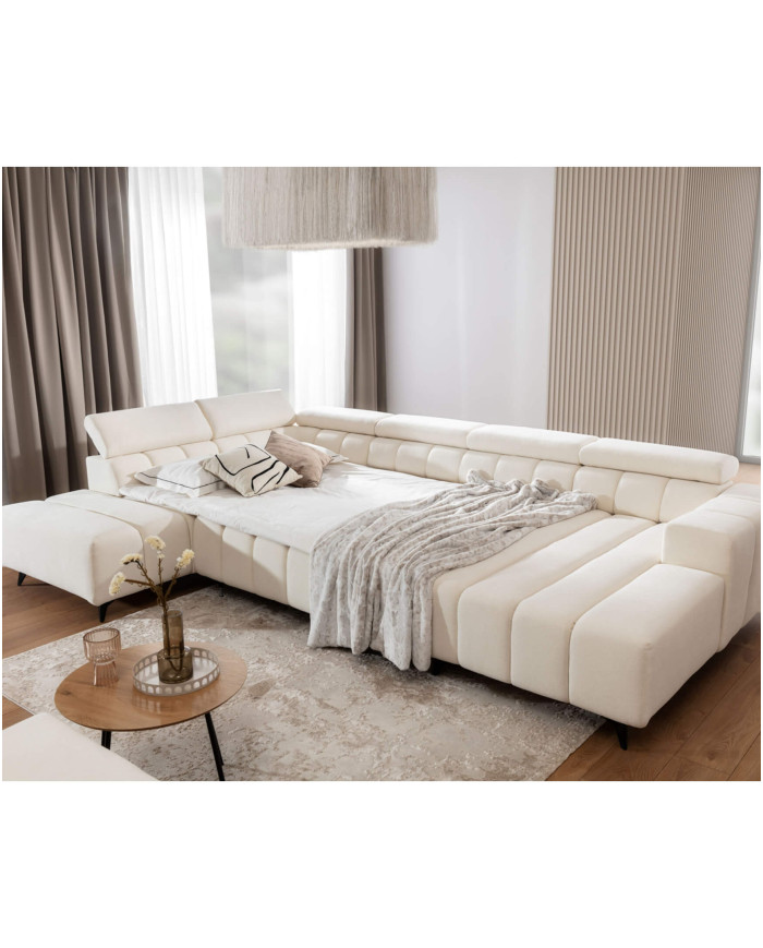 Narożnik Ragusso U, OS+R+3F+OSB, funkcja spania, pojemniki, regulowane zagłówki, Stagra