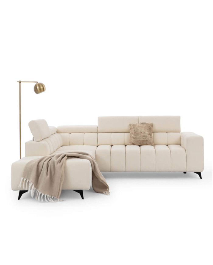 Narożnik Ragusso L, OS+R+3FB, funkcja spania, pojemnik, regulowane zagłówki, Stagra