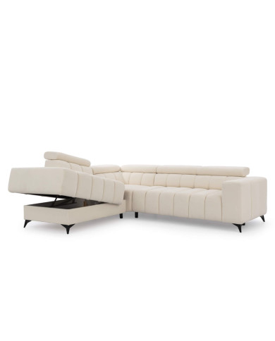 Narożnik Ragusso L, OS+R+3FB, funkcja spania, pojemnik, regulowane zagłówki, Stagra