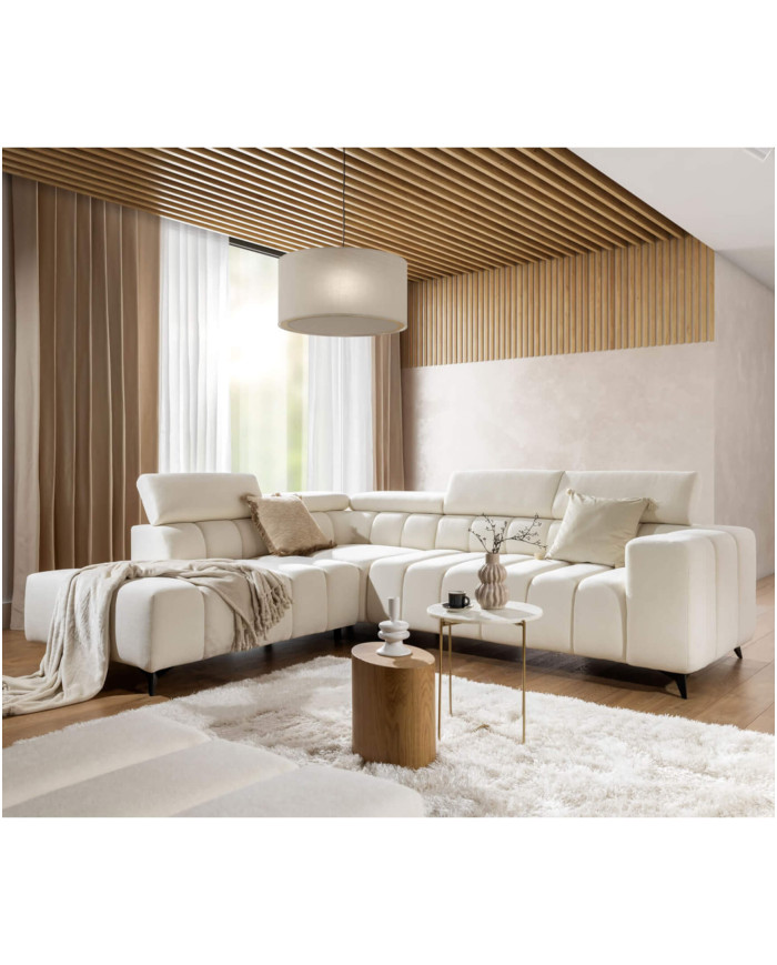 Narożnik Ragusso L, OS+R+3FB, funkcja spania, pojemnik, regulowane zagłówki, Stagra