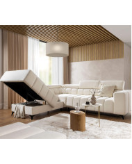 Narożnik Ragusso L, OS+R+3FB, funkcja spania, pojemnik, regulowane zagłówki, Stagra