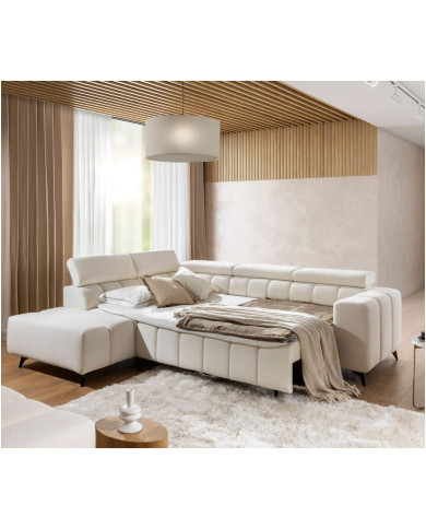 Narożnik Ragusso L, OS+R+3FB, funkcja spania, pojemnik, regulowane zagłówki, Stagra