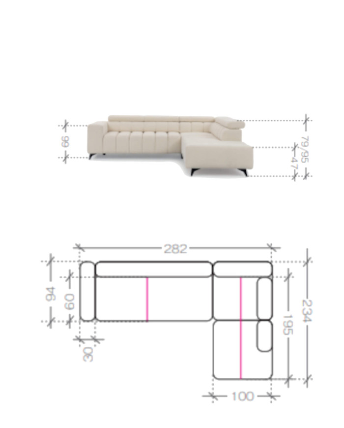 Narożnik Ragusso L, OS+R+3FB, funkcja spania, pojemnik, regulowane zagłówki, Stagra