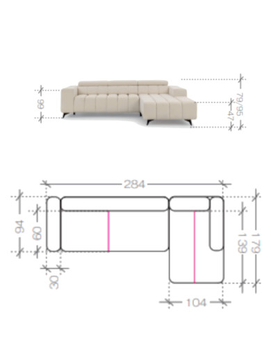 Narożnik Ragusso S, 3FB+OSB, funkcja spania, pojemnik, regulowane zagłówki, Stagra