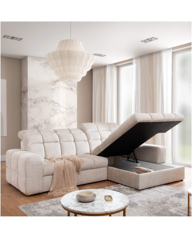 Narożnik Lugo, 2FB+OSB, funkcja spania, pojemnik, regulowane zagłówki, Stagra