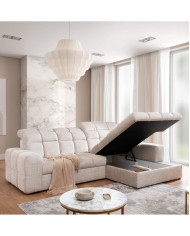 Narożnik Lugo, 2FB+OSB, funkcja spania, pojemnik, regulowane zagłówki, Stagra