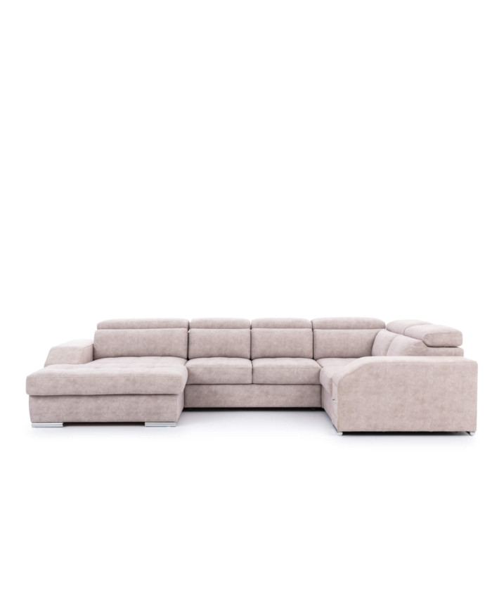 Narożnik Tulon U, OSB+2F+R+1BP, funkcja spania, pojemniki, regulowane zagłówki, Stagra