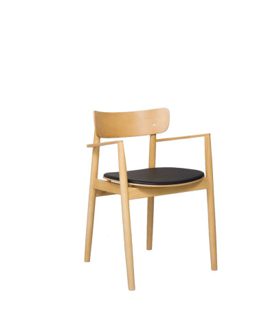 Fotel z podłokietnikami Nopp B-1803, bukowy, tapicerowane siedzisko, FAMEG Fotel z podłokietnikami Nopp B-1803, bukowy, tapicerowane siedzisko, FAMEG