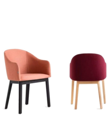 Fotel z podłokietnikami Pop B-1901, dębowy, tapicerowane siedzisko i oparcie, FAMEG Fotel z podłokietnikami Pop B-1901, dębowy, tapicerowane siedzisko i oparcie, FAMEG