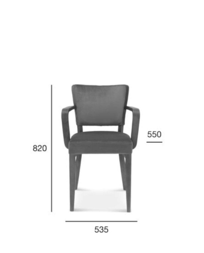 Fotel z podłokietnikami Tulip 1 B-9608, bukowy, tapicerowane siedzisko i oparcie, FAMEG