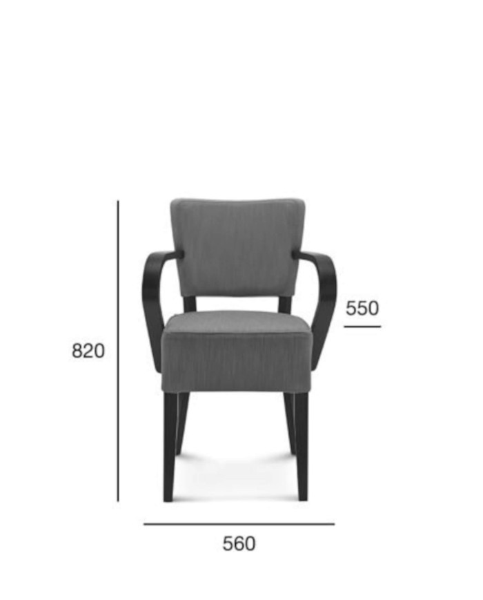 Krzesło z podłokietnikami Tulip 2 B-9608/1, bukowe, tapicerowane siedzisko i oparcie, FAMEG