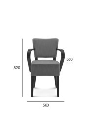 Krzesło z podłokietnikami Tulip 2 A-9608/1, bukowe, tapicerowane siedzisko i oparcie, FAMEG