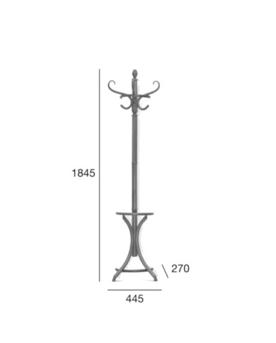 Wieszak P-8, gięty, bukowy, mocowany do ściany, FAMEG Wieszak P-8, gięty, bukowy, mocowany do ściany, FAMEG
