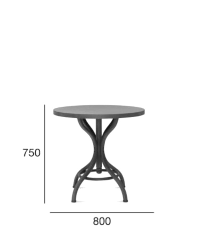 Stół okrągły ST-9718, Ø 80 cm, grubość blatu 3.5 cm, gięty, bukowy, 80/75/80 cm, FAMEG