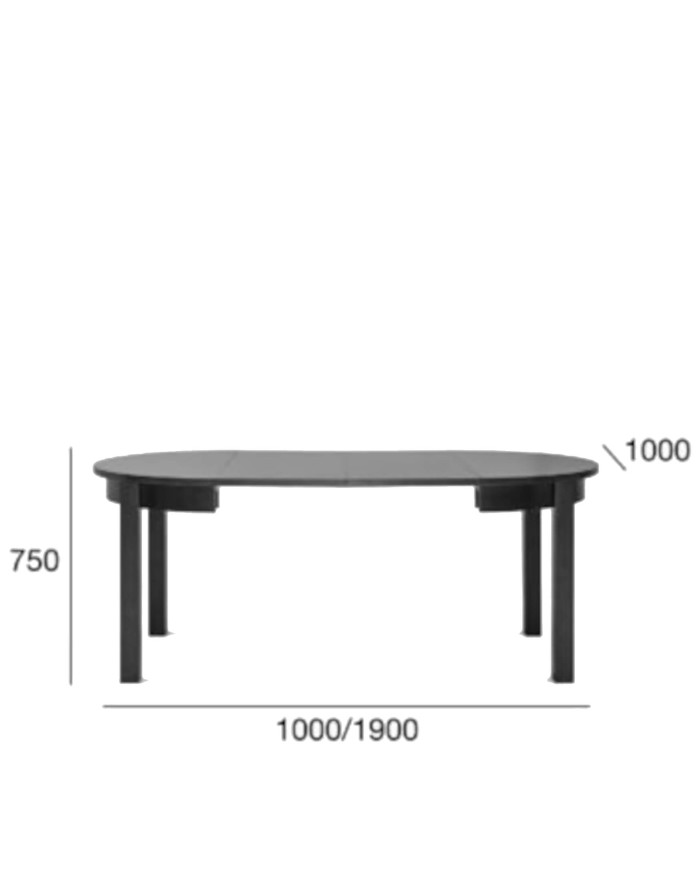 Stół okrągły ST-0931 Ellipse, Ø 100 cm, bukowy, rozkładany, 2 dodatkowe wkłady, 100-190/75/100 cm, FAMEG