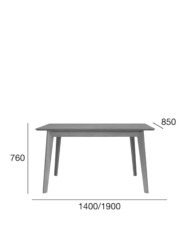 Stół prostokątny Senales ST-1703, dębowy, rozkładany, 1 dodatkowy wkład, 140-190/76/85 cm, FAMEG