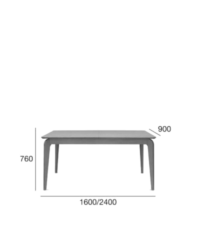 Stół prostokątny Teba ST-1606, dębowy, rozkładany, 2 dodatkowe wkłady, 160-240/76/90 cm, FAMEG