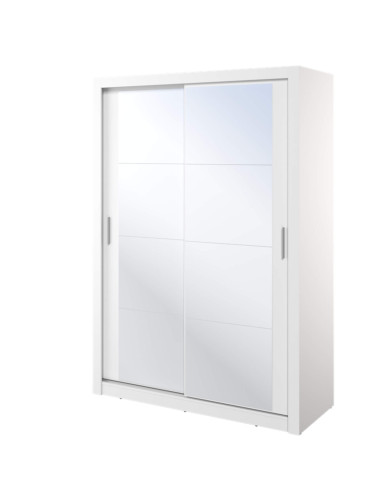 Szafa przesuwna, 150 cm, Arti AR-18, dwudrzwiowa, z lustrami, półki, drążek wieszakowy, biała, LENART Szafa przesuwna, 150 cm, Arti AR-18, dwudrzwiowa, z lustrami, półki, drążek wieszakowy, biała, LENART