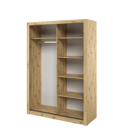 Szafa przesuwna, 150 cm, Arti AR-18, dwudrzwiowa, z lustrami, półki, drążek wieszakowy, dąb artisan, LENART Szafa przesuwna, 150 cm, Arti AR-18, dwudrzwiowa, z lustrami, półki, drążek wieszakowy, dąb artisan, LENART