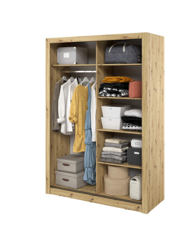 Szafa przesuwna, 150 cm, Arti AR-18, dwudrzwiowa, z lustrami, półki, drążek wieszakowy, dąb artisan, LENART Szafa przesuwna, 150 cm, Arti AR-18, dwudrzwiowa, z lustrami, półki, drążek wieszakowy, dąb artisan, LENART