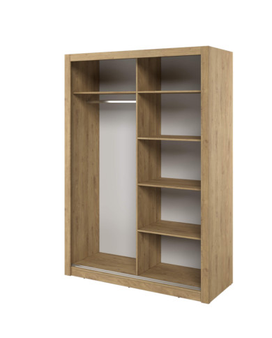 Szafa przesuwna, 150 cm, Arti AR-18, dwudrzwiowa, z lustrami, półki, drążek wieszakowy, dąb shetland, LENART Szafa przesuwna, 150 cm, Arti AR-18, dwudrzwiowa, z lustrami, półki, drążek wieszakowy, dąb shetland, LENART