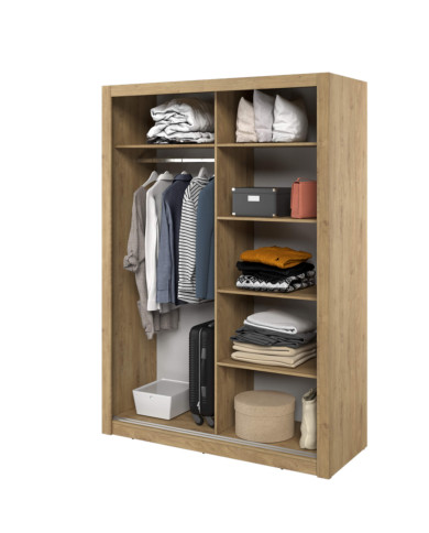 Szafa przesuwna, 150 cm, Arti AR-18, dwudrzwiowa, z lustrami, półki, drążek wieszakowy, dąb shetland, LENART Szafa przesuwna, 150 cm, Arti AR-18, dwudrzwiowa, z lustrami, półki, drążek wieszakowy, dąb shetland, LENART