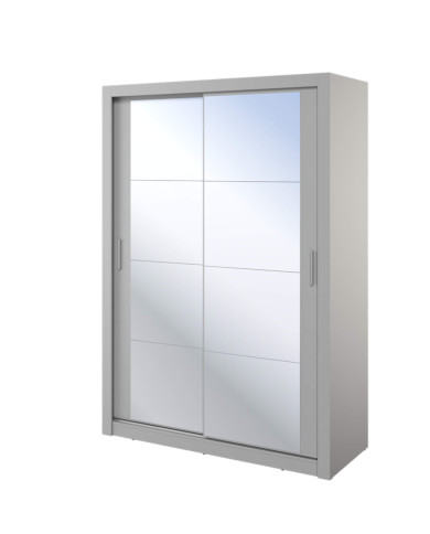 Szafa przesuwna, 150 cm, Arti AR-18, dwudrzwiowa, z lustrami, półki, drążek wieszakowy, szara, LENART Szafa przesuwna, 150 cm, Arti AR-18, dwudrzwiowa, z lustrami, półki, drążek wieszakowy, szara, LENART
