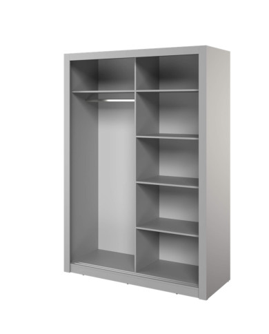 Szafa przesuwna, 150 cm, Arti AR-18, dwudrzwiowa, z lustrami, półki, drążek wieszakowy, szara, LENART Szafa przesuwna, 150 cm, Arti AR-18, dwudrzwiowa, z lustrami, półki, drążek wieszakowy, szara, LENART