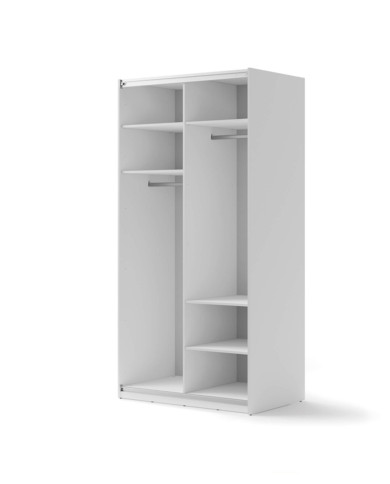 Szafa przesuwna, 120 cm, Maxi MX-01, dwudrzwiowa, z lustrem, półki, drążki wieszakowe, biała, LENART Szafa przesuwna, 120 cm, Maxi MX-01, dwudrzwiowa, z lustrem, półki, drążki wieszakowe, biała, LENART