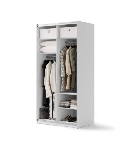 Szafa przesuwna, 120 cm, Maxi MX-01, dwudrzwiowa, z lustrem, półki, drążki wieszakowe, biała, LENART Szafa przesuwna, 120 cm, Maxi MX-01, dwudrzwiowa, z lustrem, półki, drążki wieszakowe, biała, LENART