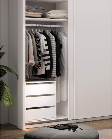 Szafa przesuwna, 120 cm, Maxi MX-01, dwudrzwiowa, z lustrem, półki, drążki wieszakowe, biała, LENART Szafa przesuwna, 120 cm, Maxi MX-01, dwudrzwiowa, z lustrem, półki, drążki wieszakowe, biała, LENART