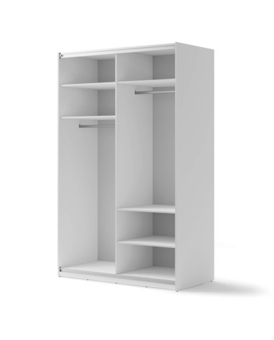 Szafa przesuwna, 150 cm, Maxi MX-02, dwudrzwiowa, z lustrem, półki, drążki wieszakowe, biała, LENART Szafa przesuwna, 150 cm, Maxi MX-02, dwudrzwiowa, z lustrem, półki, drążki wieszakowe, biała, LENART
