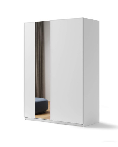 Szafa przesuwna, 170 cm, Maxi MX-03, dwudrzwiowa, z lustrem, półki, drążki wieszakowe, biała, LENART Szafa przesuwna, 170 cm, Maxi MX-03, dwudrzwiowa, z lustrem, półki, drążki wieszakowe, biała, LENART