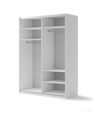 Szafa przesuwna, 170 cm, Maxi MX-03, dwudrzwiowa, z lustrem, półki, drążki wieszakowe, biała, LENART Szafa przesuwna, 170 cm, Maxi MX-03, dwudrzwiowa, z lustrem, półki, drążki wieszakowe, biała, LENART
