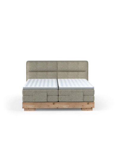 Łóżko kontynentalne Valsen 140x200 cm, boxspring, elektrycznie regulowane, tapicerowane, materace, elementy dębowe, Wersal Łóżko kontynentalne Valsen 140x200 cm, boxspring, elektrycznie regulowane, tapicerowane, materace, elementy dębowe, Wersal
