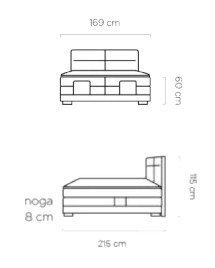 Łóżko kontynentalne Valsen 160x200 cm, boxspring, elektrycznie regulowane, tapicerowane, materace, elementy dębowe, Wersal