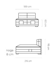 Łóżko kontynentalne Valsen 180x200 cm, boxspring, elektrycznie regulowane, tapicerowane, materace, elementy dębowe, Wersal