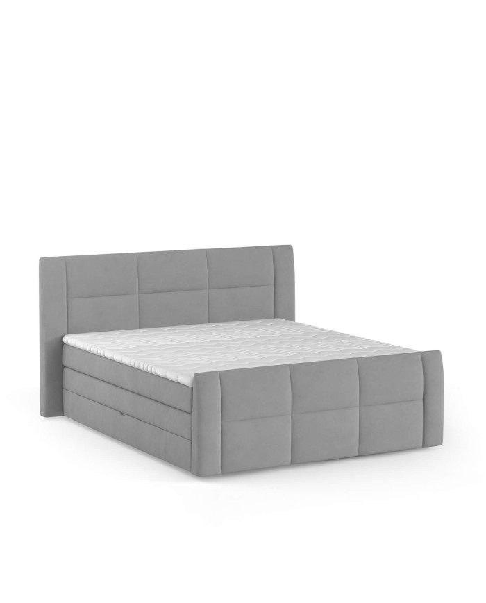 Łóżko kontynentalne Stella 140x200 cm, boxspring, tapicerowane, materace, pojemniki, Wersal