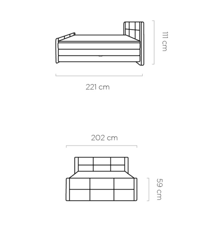 Łóżko kontynentalne Stella 180x200 cm, boxspring, tapicerowane, materace, pojemniki, Wersal