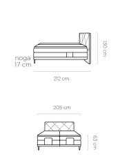 Łóżko kontynentalne Noel 180x200 cm, boxspring, elektrycznie regulowane, tapicerowane, materace, Wersal