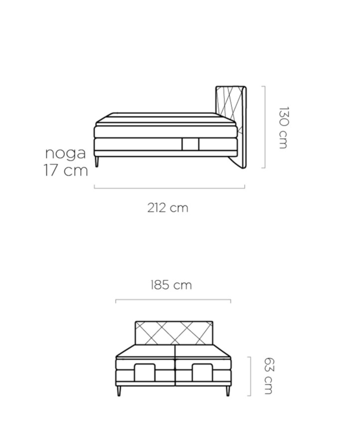 Łóżko kontynentalne Noel 160x200 cm, boxspring, elektrycznie regulowane, tapicerowane, materace, Wersal