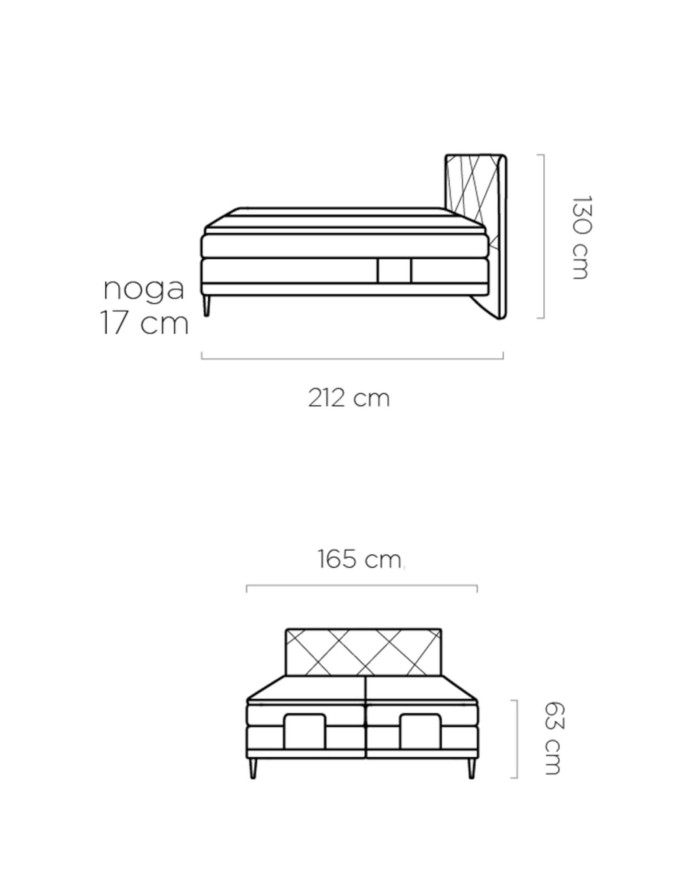 Łóżko kontynentalne Noel 140x200 cm, boxspring, elektrycznie regulowane, tapicerowane, materace, Wersal