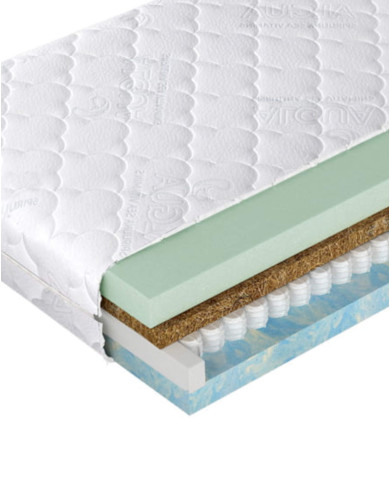 Materac Eco I, 80x200 cm, wysoki, dwustronny, pianka Bio, HR, kokos, sprężyny kieszeniowe, zdejmowany pokrowiec, H2/H3, Wersal