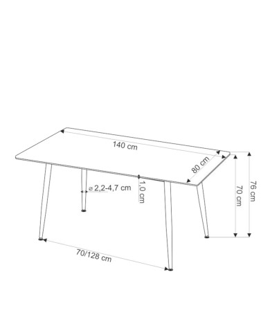 Stół prostokątny Emilio 120, biały marmur, 120/70/76 cm, nogi metalowe czarne, HALMAR Stół prostokątny Emilio 120, biały marmur, 120/70/76 cm, nogi metalowe czarne, HALMAR
