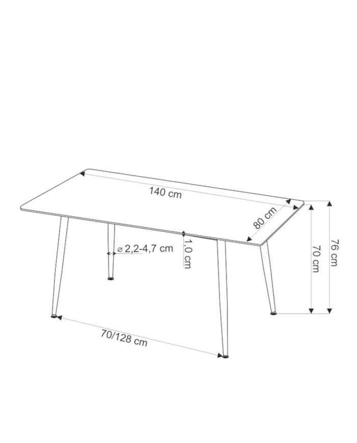 Stół prostokątny Emilio 120, biały marmur, 120/70/76 cm, nogi metalowe czarne, HALMAR