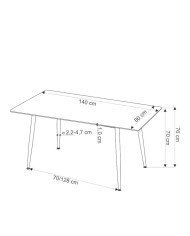 Stół prostokątny Emilio 120, biały marmur, 120/70/76 cm, nogi metalowe czarne, HALMAR