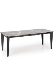 Stół Felix, rozkładany, popielaty marmur/ czarny, 141-201/81/76 cm