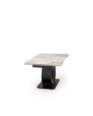 Stół kolumnowy Fernando, rozkładany, biały marmur/ czarny, 160-240/92/75 cm