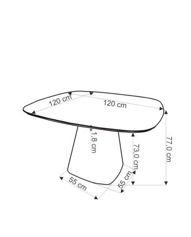 Stół kolumnowy Flavio, kwadratowy, 120/120/77 cm, biały połysk, HALMAR Stół kolumnowy Flavio, kwadratowy, 120/120/77 cm, biały połysk, HALMAR